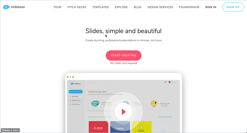slidebean web presentation app