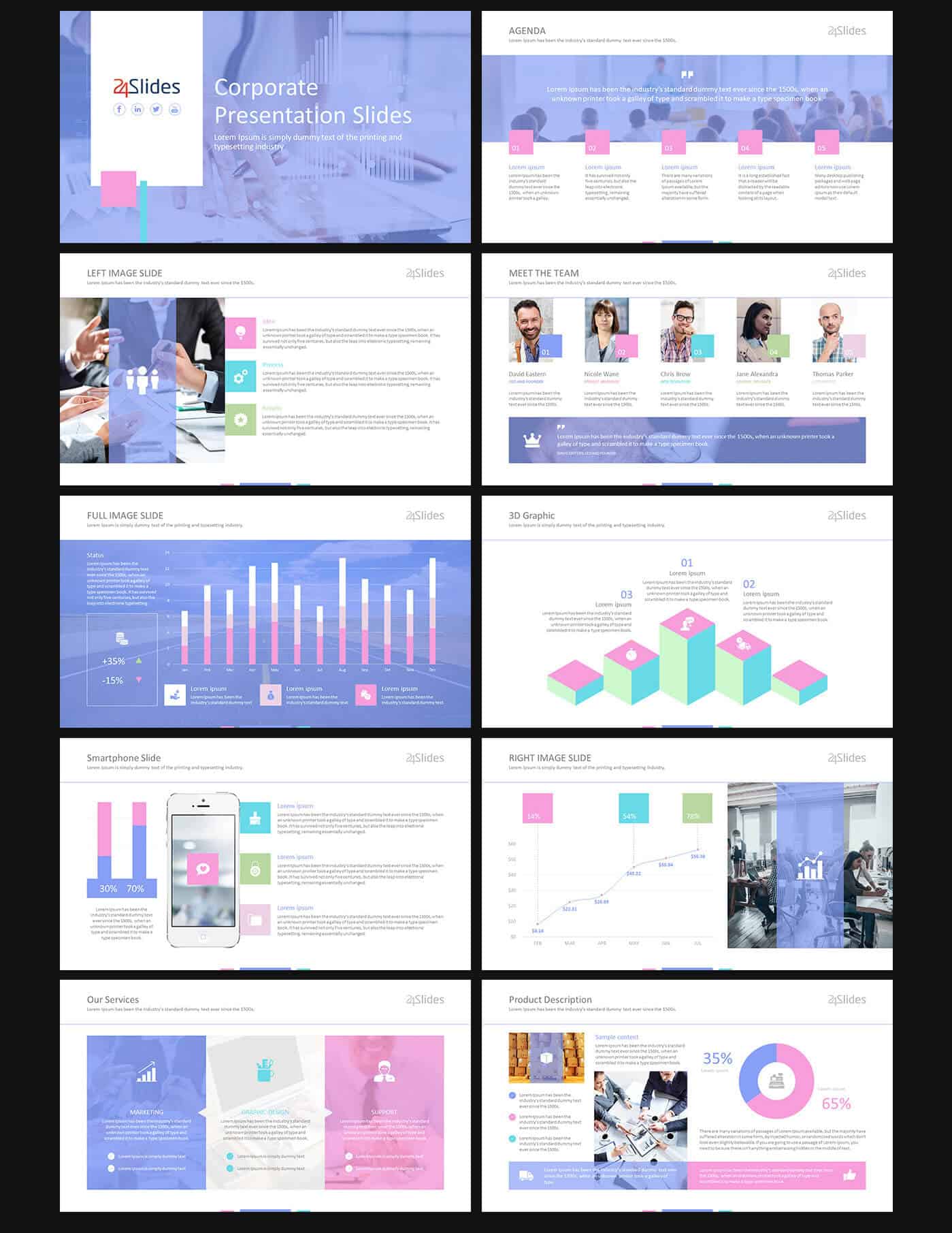 24Slides.com's Light Corporate PowerPoint Template Pack