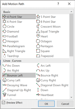 PowerPoint - complete list of motion paths effects