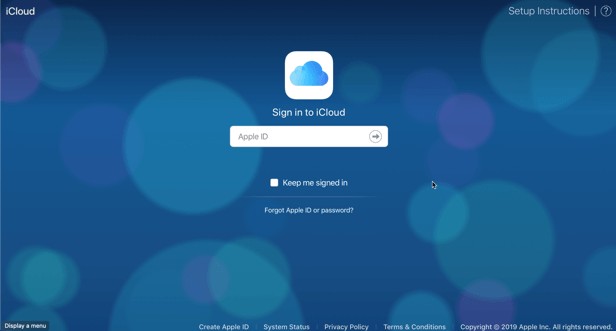 Sign in to iCloud page on a browser