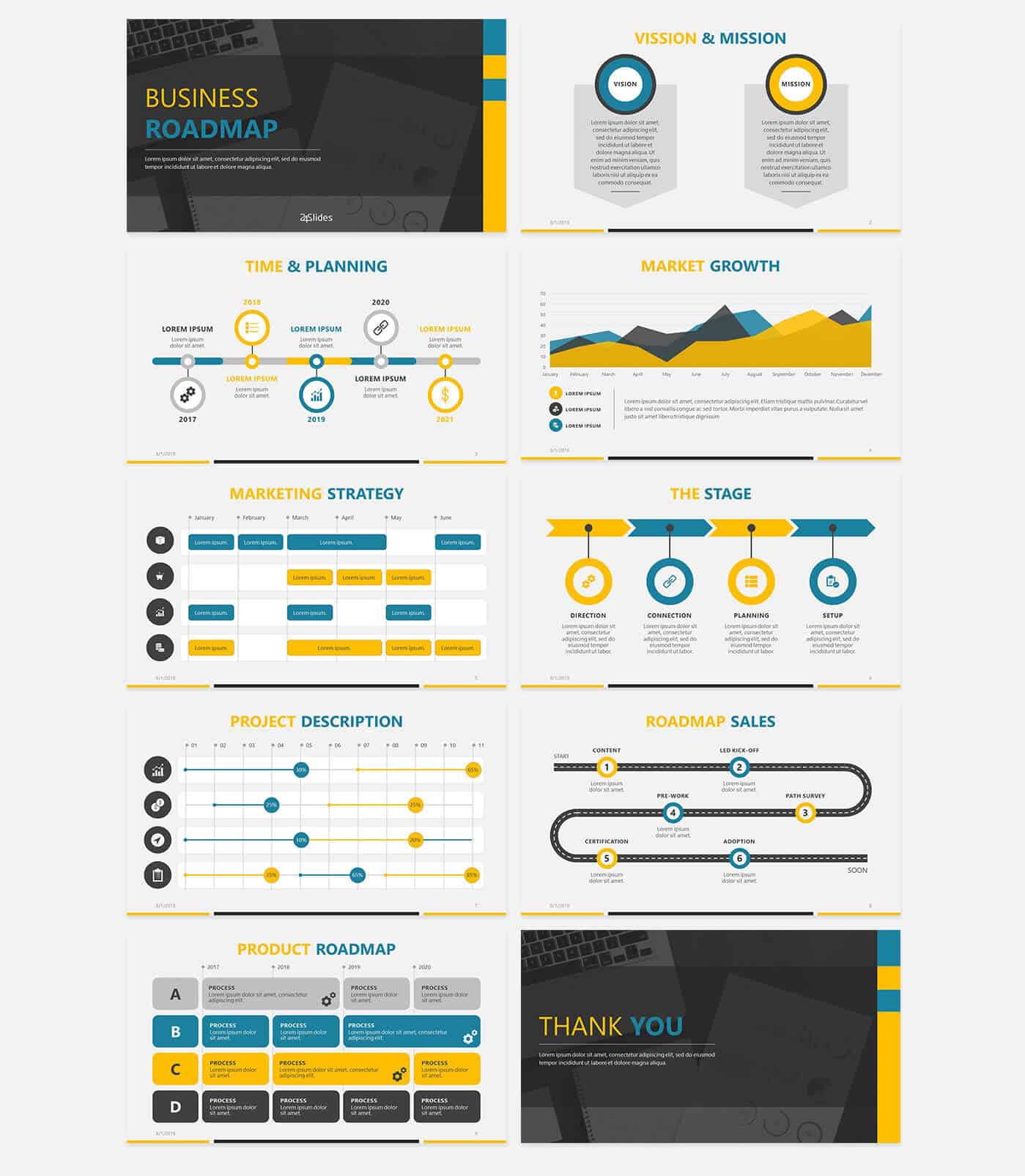 24Slides.com's Business Roadmap PowerPoint Template