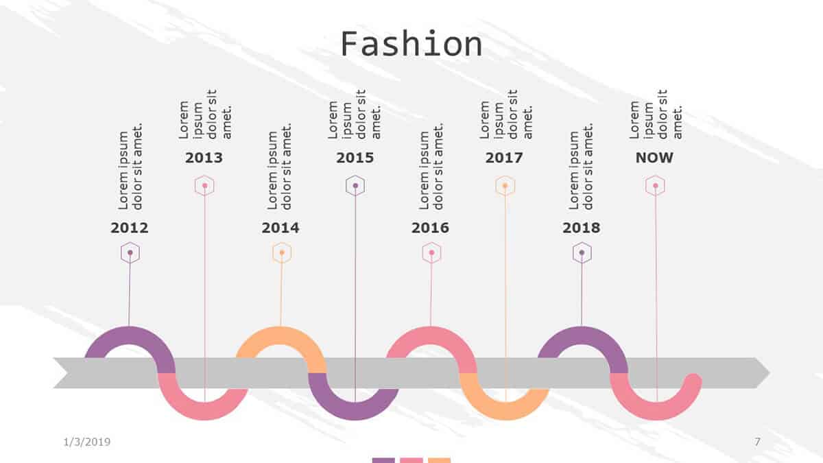 Past Timeline Slide in Fashion PPT Template Pack from 24Slides.com