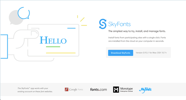 SkyFonts website screenshot