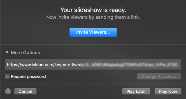 Settings for Keynote live