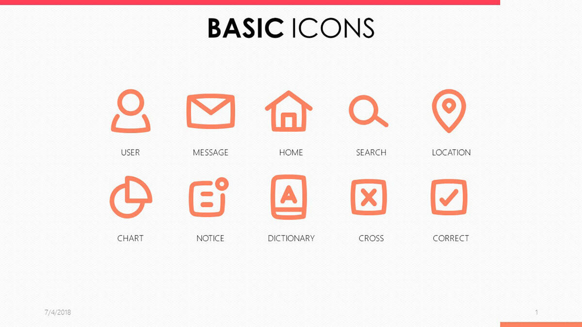 Basic Icons PowerPoint Template cover slide