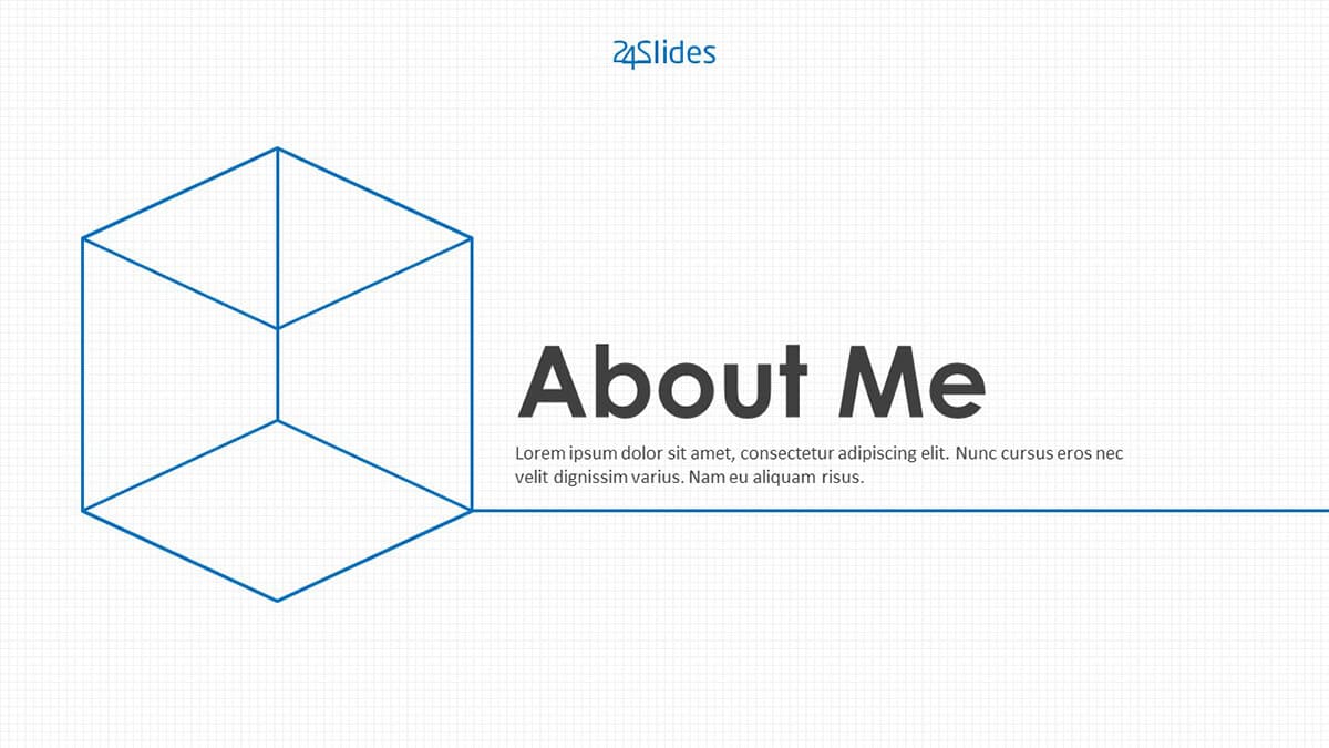 Cover slide of Presenting 'About Me' PowerPoint Template pack from 24Slides.com