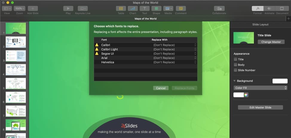 How to replace your missing fonts in keynote