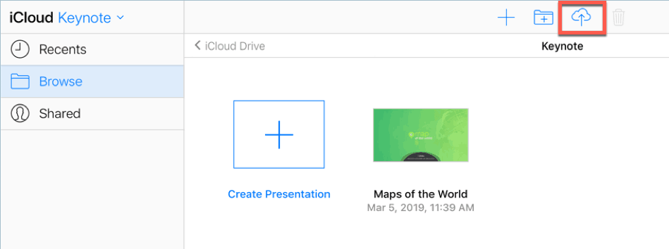 How to upload a powerpoint template to icloud keynote