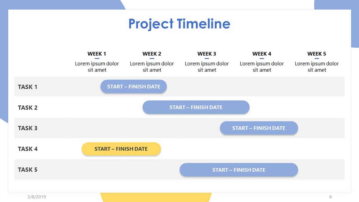 Gantt chart slide of Project Timeline PowerPoint Template