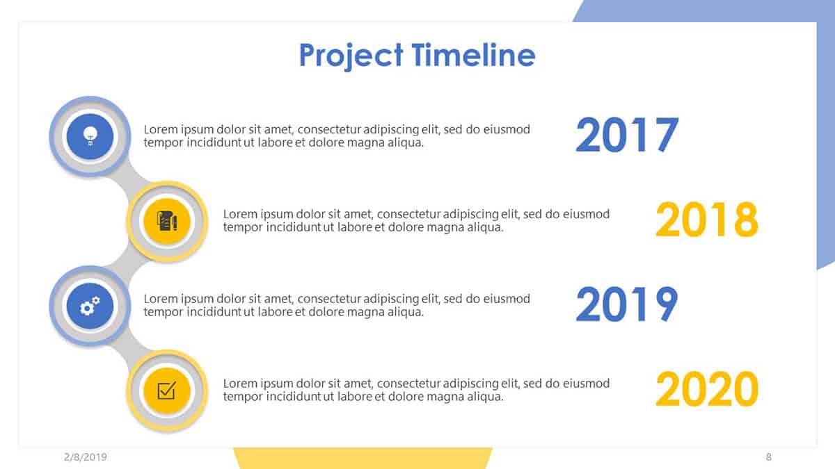 Annual timeline slide of Project Timeline PowerPoint Template