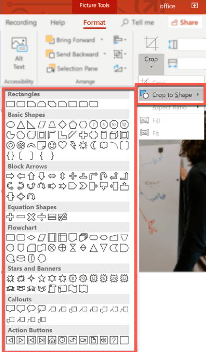 powerpoint's crop to shape option