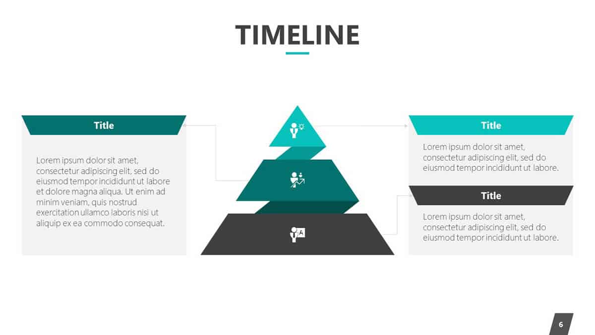 Pyramid timelines slide of the Creative 2019 Timeline PowerPoint Template