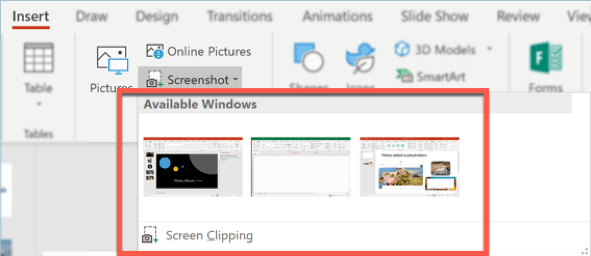 how to insert screenshot image in powerpoint