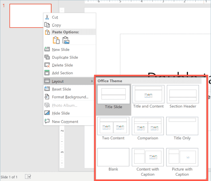 default layouts in powerpoint