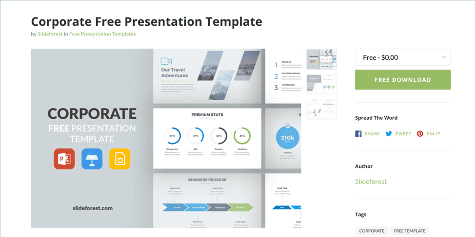 SlideForest's Corporate Free Presentation Template