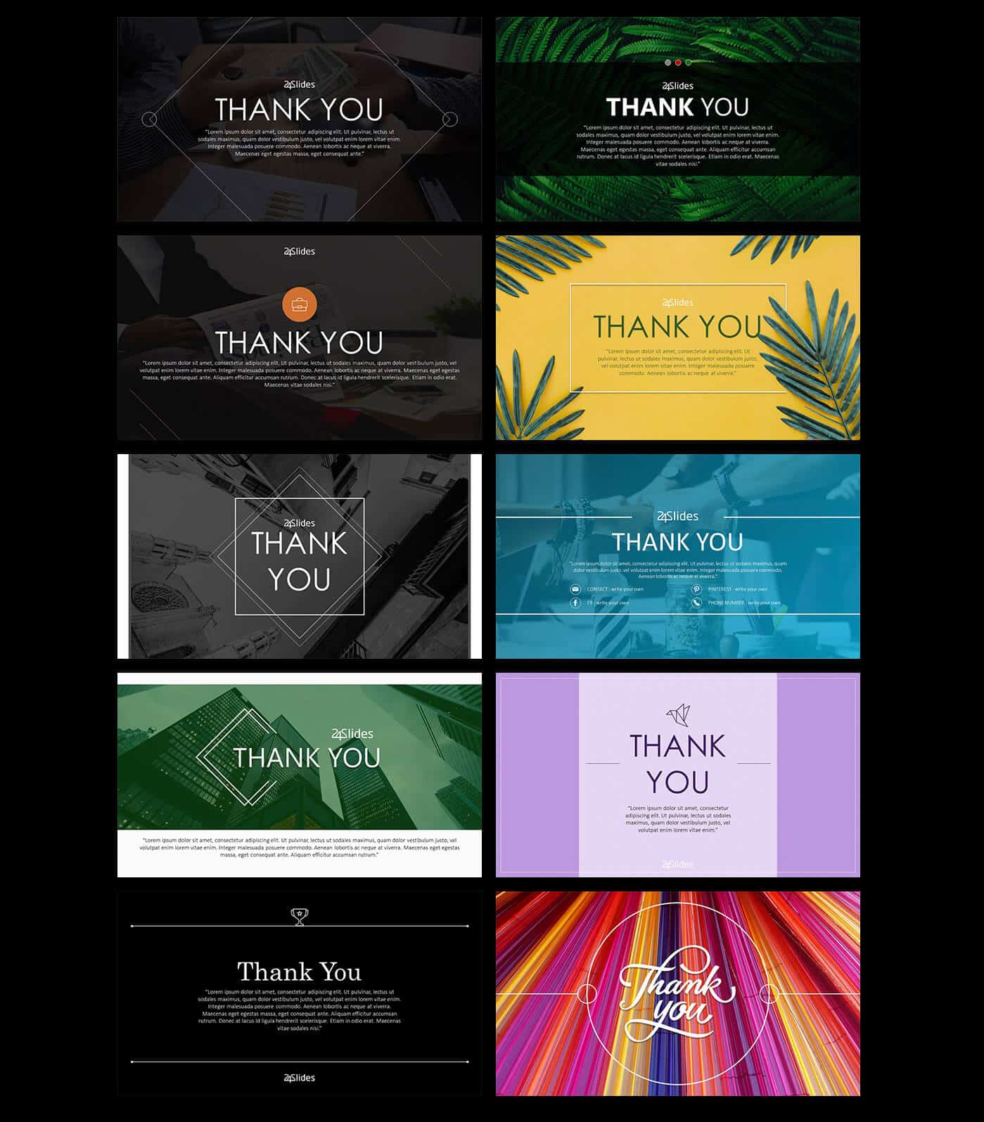 Download our free Thank You Slides PowerPoint Template pack