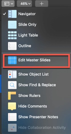 how to edit the slide master in keynote