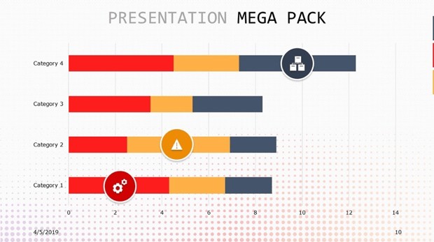 Creative 30 Slide Mega Pack PPT Template's stacked horizontal bar chart