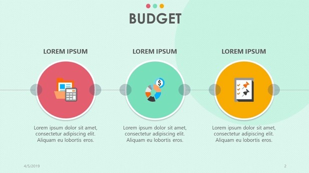 Budget categories slide included in Playful Budget PowerPoint Template Pack