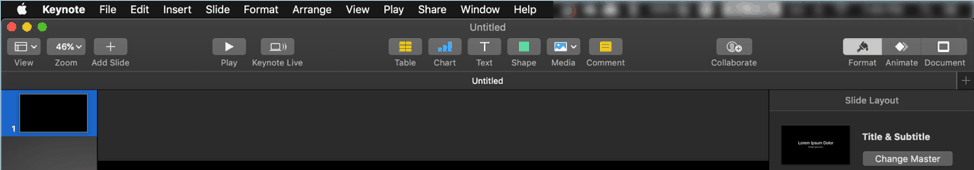 The Keynote toolbar