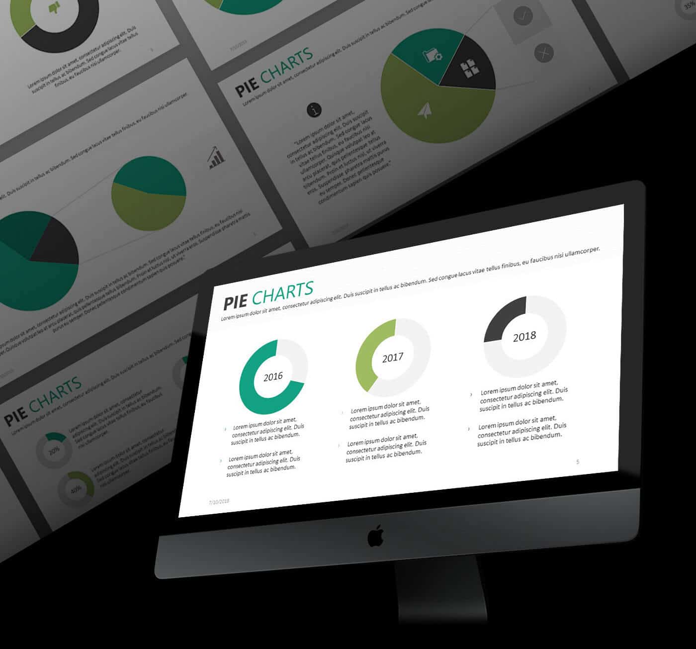 Pie Chart Presentation Template pack from 24Slides.com