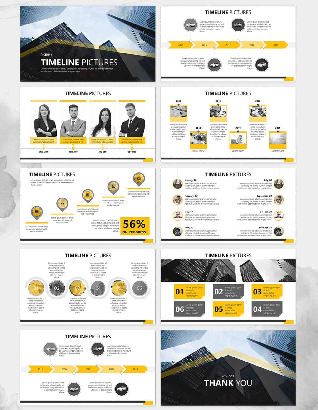 24Slides.com's Timeline Pictures PowerPoint Template Pack