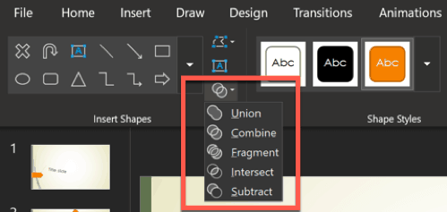 shapes options in powerpoint