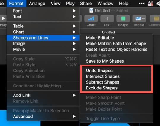 shapes options in keynote