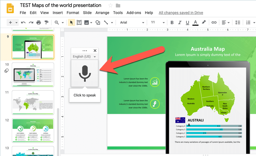 how to voice type your speaker notes on Google Slides