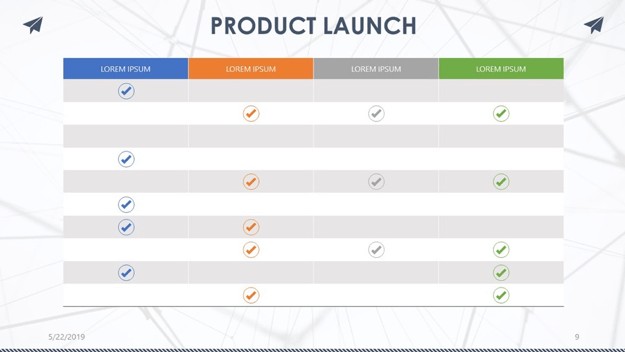 Product launch checklist slide of Creative Product Launch PowerPoint Template from 24Slides.com