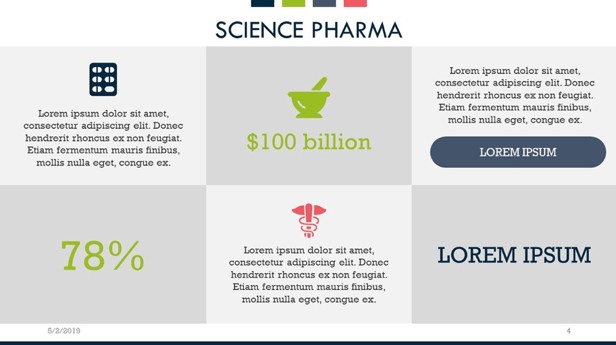 Quick statistics slide of Science Pharma ppt template
