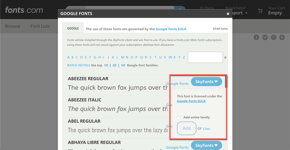 How to download on Fonts.com