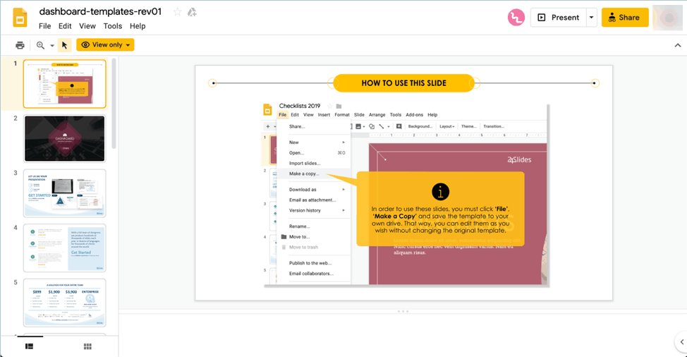 how to use your free Google Slides template