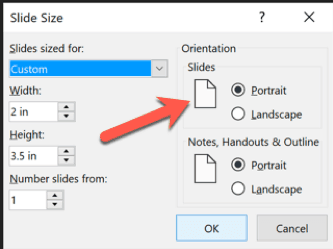 business cards design in powerpoint - use portrait orientation