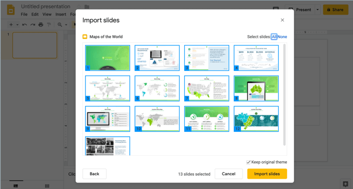 how to import PowerPoint template to Google Slides