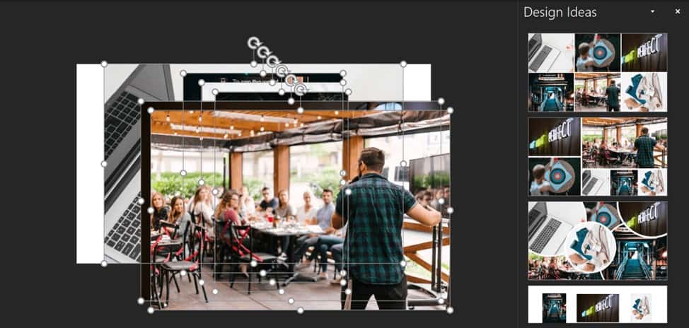 make photo collage in powerpoint - use design ideas tab