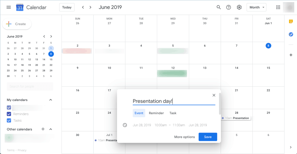Use Google Calendar to prepare for your presentation