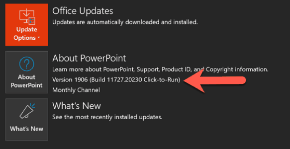 how to look for powerpoint version