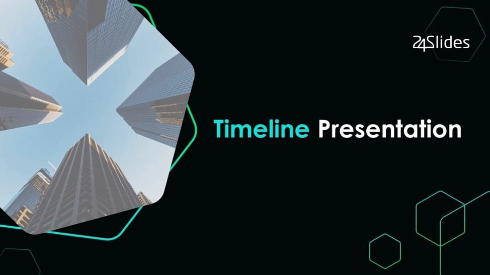 Cover slide of Creative Animated Timeline Presentation Template pack from 24Slides.com