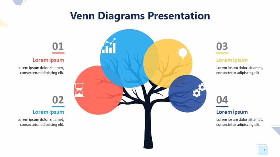 Playful Venn Diagram PowerPoint Template pack - Four data set diagram slide