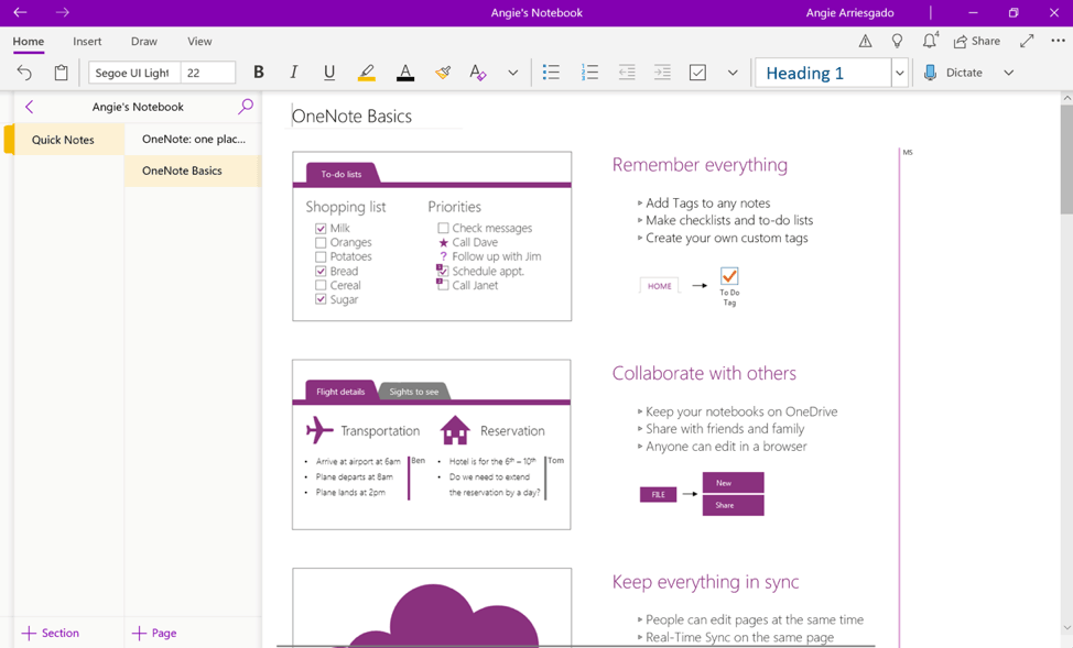 organize your presentation content with Microsoft OneNote