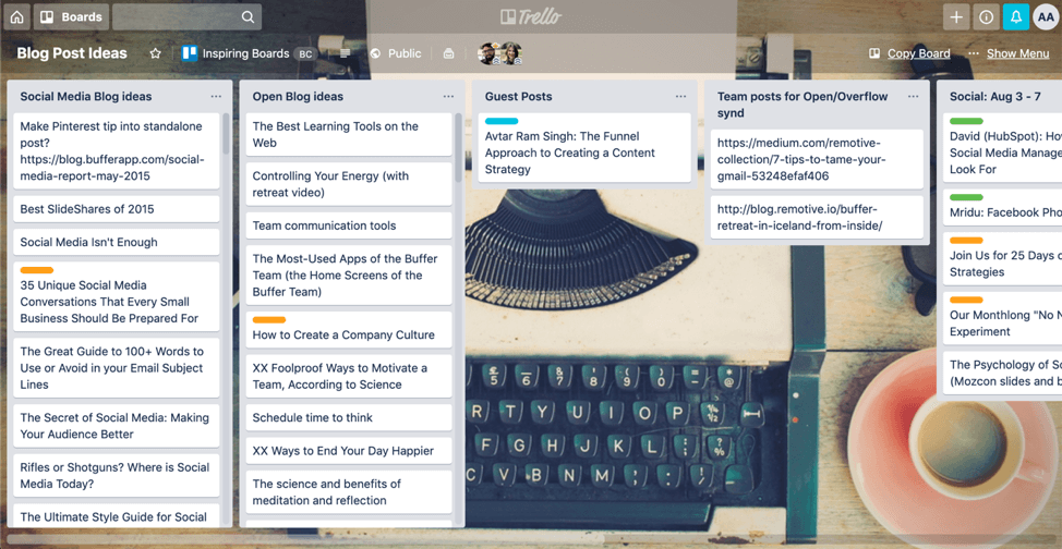 screenshot of Trello public board