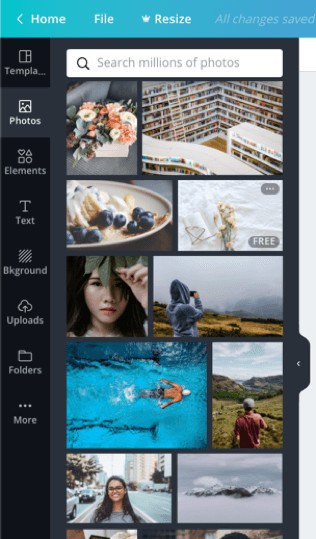 Canva has thousands of free photos available