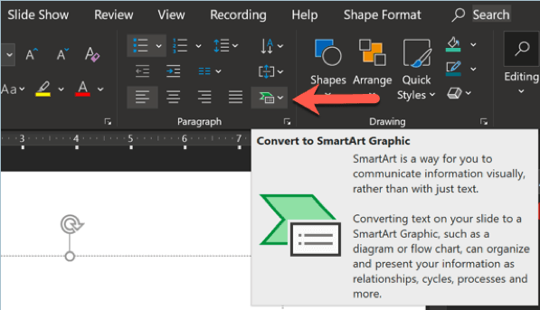turn your bullet points into smartart graphic