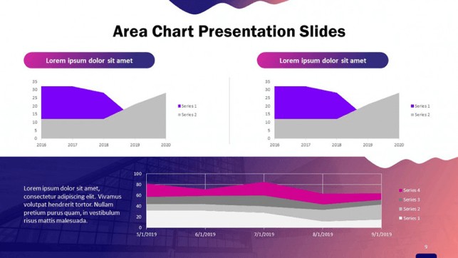 Creative Area Chart PowerPoint Template - Stacked and Overlapping Area Charts Slide