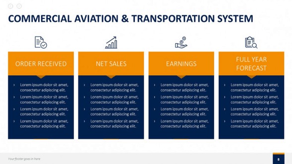Aviation Slides PowerPoint Template - Weekly Team Meeting Slide