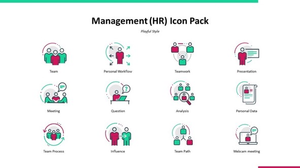 Playful Human Resource Management Icons PowerPoint Template from 24Slides.com