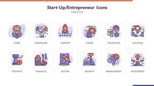 Playful Icons for Start-up Entrepreneur PowerPoint Template from 24Slides.com