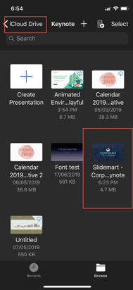 iCloud drive folder on iOS device