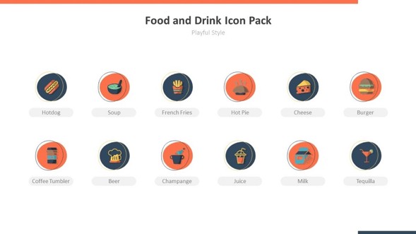 Food and Drink Playful Icons PowerPoint Template from 24Slides.com